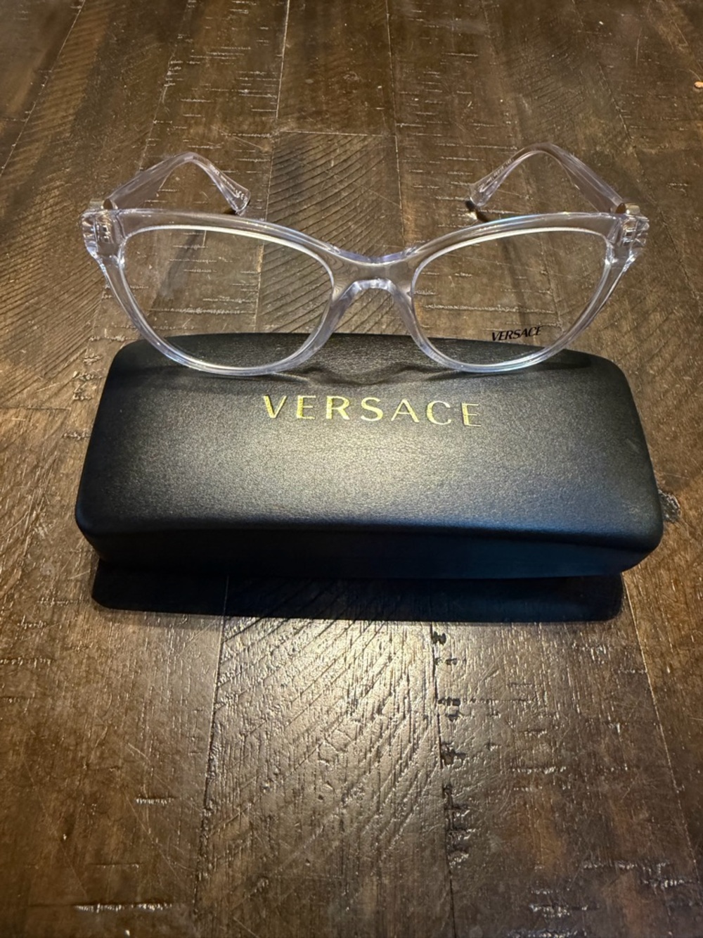 Versace Women's Crystal Full Rim Cat Eye Rx Optical Glasses